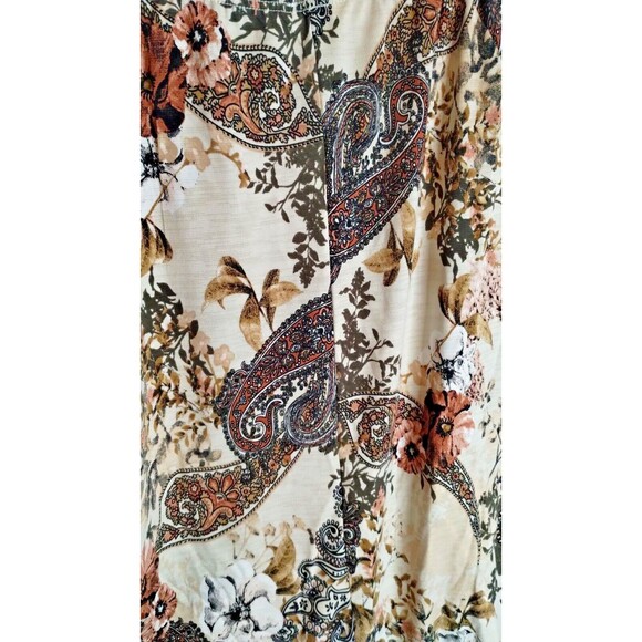 Naif Womens Large Beige Floral Blouse Top Boho Wide Arm Paisley Floral Print - Picture 11 of 13